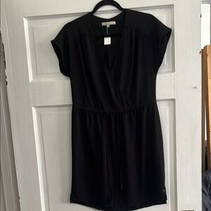Black Short Sleeve Wrap Dress